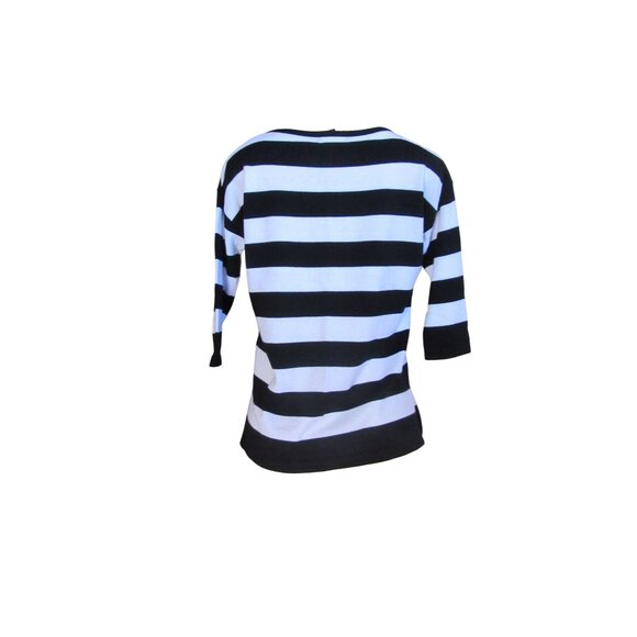 Vintage Lauren Michelle BW Striped Sweater w Sequin Pink Flamingo Design S - Picture 5 of 7